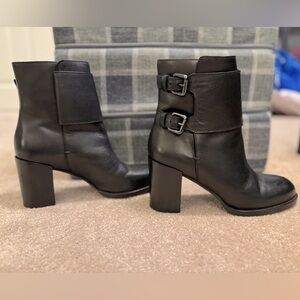 & Other Stories Black Buckle Leather Boots with Heel